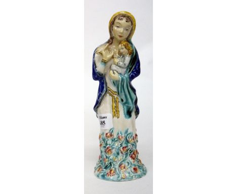 A WEDGWOOD FIGURINE OF MADONNA WITH CHILD with hand painted and embossed decoration; a selection of 18th century and later ce