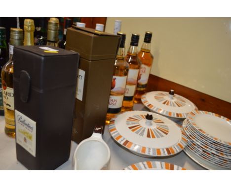 Three bottle of The Famous Grouse Scotch Whisky; together with a bottle of Glenlivet Scotch whisky; and Ballantine Scotch whi