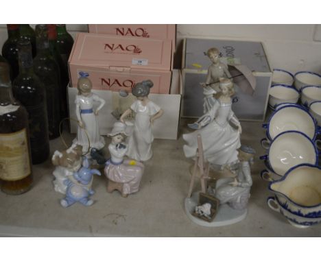 Four various Nao figures of children; together with two Lladro figurines in the form of an artist, and a dancer AF; and anoth