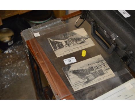 Early flight post-cards of a "Farman" being assembled; and a Fuel store during exercises preparing for war, both have "Benzo"