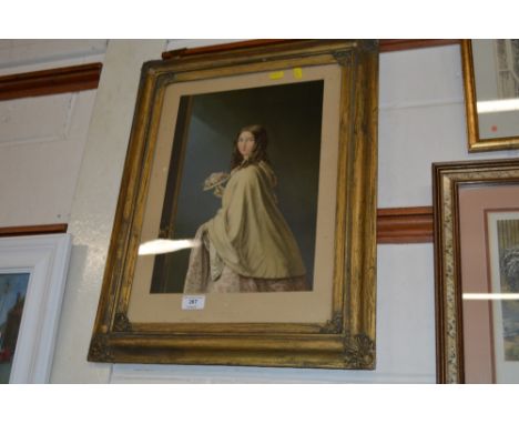 A gilt framed coloured portrait print "The Bridesmaid"