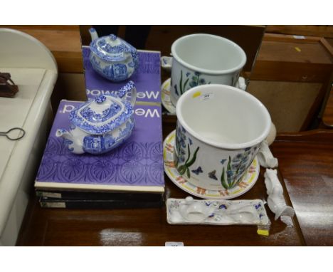 A Portmeirion "Botanic Garden" jardiniere; together with a Copeland Spode Italian patterned teapot and various other china 