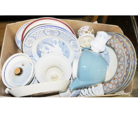 Pair of Furnivals Limited 'Denmark' pattern lidded tureens, a Royal Doulton 'Larchmont' part dinner service, a Poole pottery 
