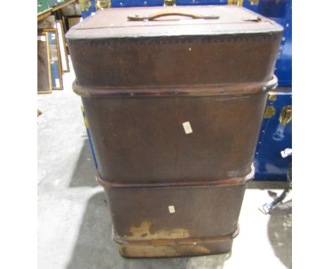 Large steamer-style trunk, label inside, canvas banded with metal&nbsp;&nbsp;