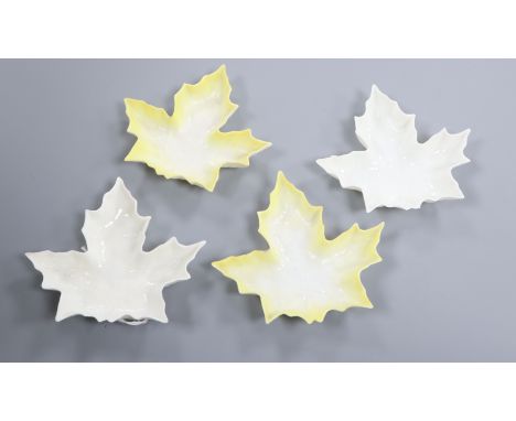 Four Royal Worcester leaf shaped pickle dishes