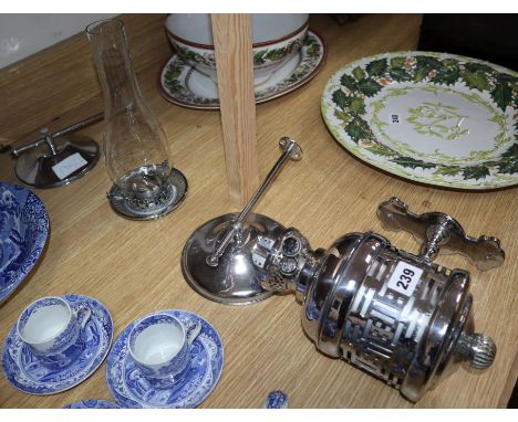 An Art Deco chrome wall mounted oil lamp