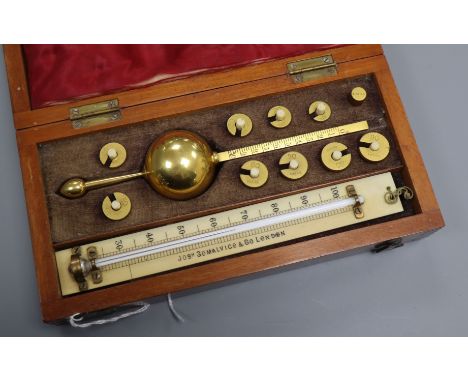 A mahogany cased Sikes hydrometer