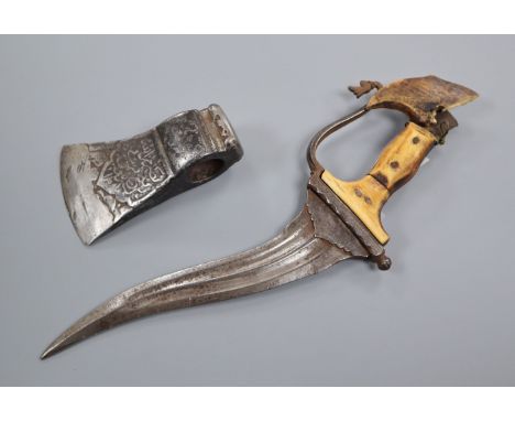 A Deccan dagger and Qajar axe head