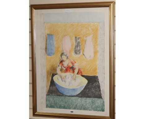 Duncan Grant, limited edition colour lithograph, Washer woman, signed in pencil, numbered 20/350, 77 x 56cm