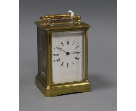 A French brass repeating carriage clock