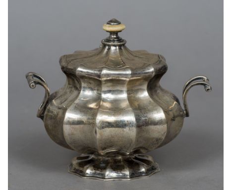 A Russian silver tea caddy with 84 Zolotnik mark for St. Petersburg, 1862 assayers mark for Eduvard Fyodorovich Brandenburg a