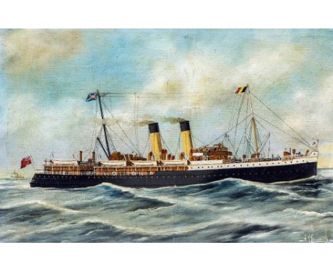 ALFRED J JANSEN (1859-1935) Dutch
R.M.S. Antwerp
Oil on canvas
Signed
54.5 x 36 cm, framed CONDITION REPORTS: Generally in go