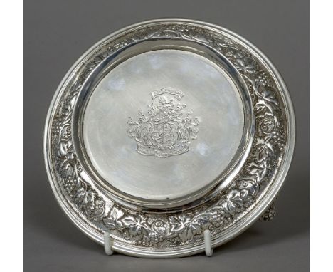 A George III silver teapot stand, probably hallmarked Edinburgh 1815, maker's mark of JM.c
Of circular form centred with a cr