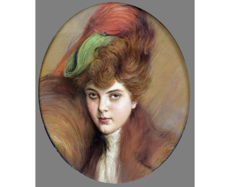 CONTINENTAL SCHOOL (19th/20th century)
Portrait of a Young Woman
Oil on canvas laid down
36 x 44.5 cm, oval framed and glazed