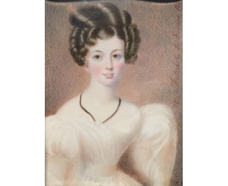 GEORGE FREEMAN (1789-1868) American
Portrait Miniature of Miss Gunning
Watercolour on ivory
Signed, inscribed and dated 1837
