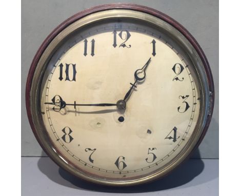 A 19th century mahogany cased eight day fusee wall clock
The white painted 12" dial with Arabic numerals, the fusee movement 