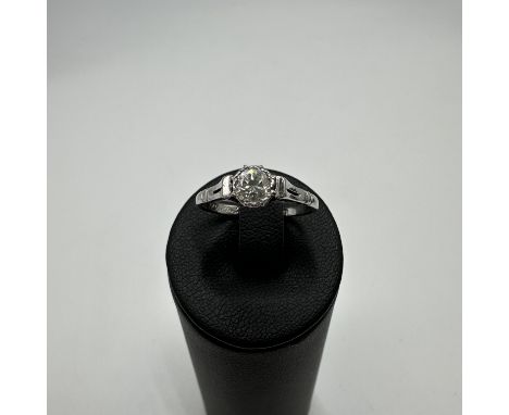 An 18ct white gold &amp; platinum single solitaire vintage ring, approx 0.25ct diamond, size L, weight 1.9 grams approx