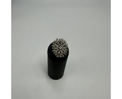 An 18ct white gold diamond cluster deco design dress ring, estimate over 1ct diamonds, size M, weight 7.3 grams approx , lovl