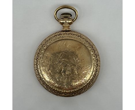 A large gold plated fancy design pocket watch, American Waltham watch, lovely decorated