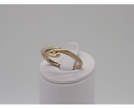 A 9ct yellow gold dress ring, diamond set, size N, 2.2g approx weight