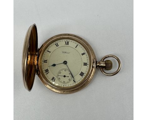 A 9ct gold American Waltham pocket watch, in working order, 2 inch diameter, 105.1grams approxwinds & runsis hallmarked on th