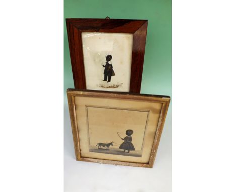 Samuel Metford of Somerset (1810-1896), gilt and white heightened full length silhouette portrait of a small child holding a 