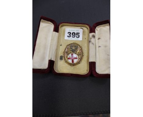 A late 19th Century Russian gold two enamel medallion. The reverse inscribed ‘Reception of H.J.M Emperor of all the Russians 