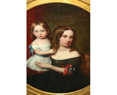 Joshua Hargrave Sams Mann (fl.1849-1884), Portrait of the artist’s sister Mrs Holmes and her daughter, oil on canvas, 46 x 39
