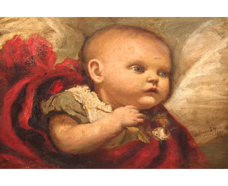 Eleanor S. Wood  (late 19th Century), Portrait of a baby, signed and dated June 188*, oil on canvas, 29.5 x 39.5cm. 