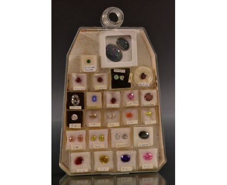 Loose synthetic Gem Stones -  assorted shapes and sizes and colours inc purple, red, orange, pink, yellow CZs (13), spinels (