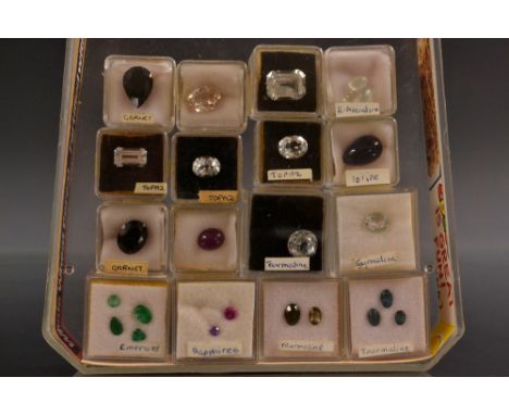Loose Gem Stones -  assorted shapes and sizes inc emeralds (4), oval ruby cabochon (1), purple and pink sapphire (2), blue gr