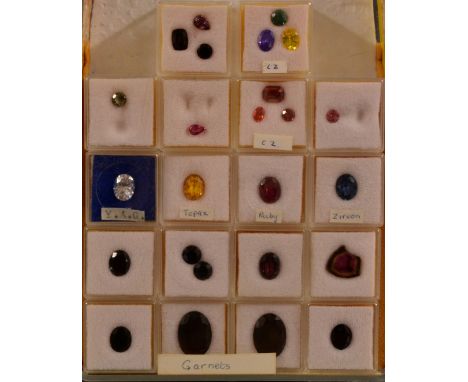 Loose Gem Stones -  assorted shapes and sizes inc, round and oval garnets (8); Watermelon tourmaline sliver (1); oval Y.A.G (