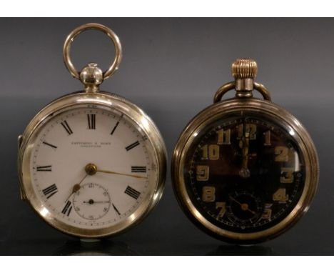 Pocket Watches - an Edwardian silver open face pocket watch, Fattorini & sons, Bradford, white enamel dial, bold Roman numera