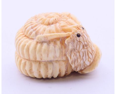 A bronze snake netsuke. 2.5 cm high.