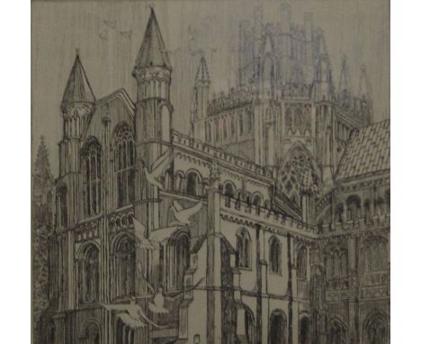 JEN PARKER, 'Ely Lantern' limited edition print numbered 3/50 together with a 19th century engraving of Ely cathedral, each f