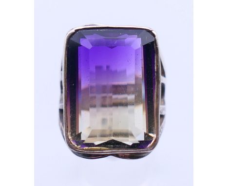 A silver and ametrine  ring. Ring size P/Q.
