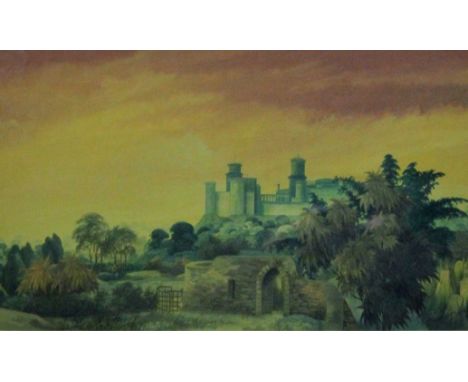 CONSTABLE, 'Fortress Scene', gouache, signed and dated March 28th 1978, framed and glazed. 26.5 x 16 cm.