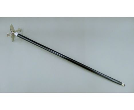 A walking stick, the handle formed as a Spitfire. 92 cm long.