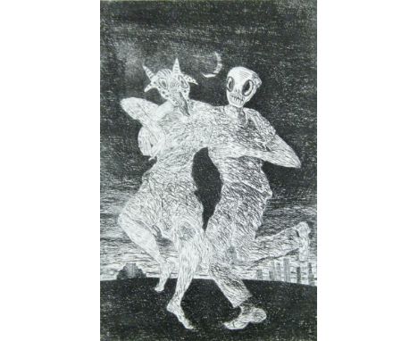 DEREK BOSHIER (1937-2024) British (AR), 'Two People Dancing in Mexican Masks', hors commence proof print, titled, signed with