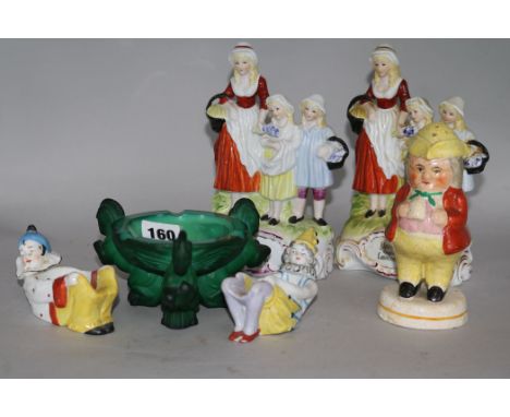 Two Yardley figural groups, a Staffordshire pepper etc