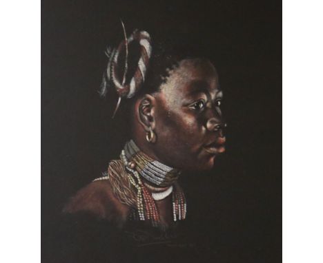 D. Dunstangouache on black paperPortrait of an African womansigned and dated 196417.5 x 13in.