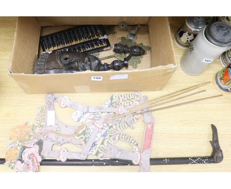 A Balinese puppet and other ethnic artefacts