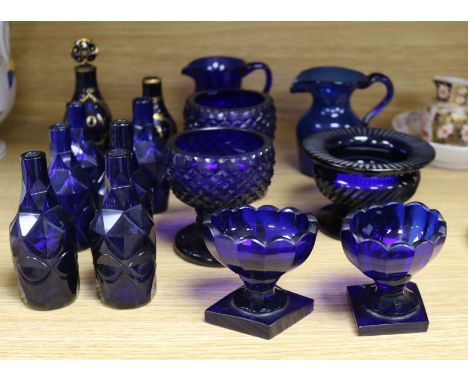 A quantity of Bristol blue glassware