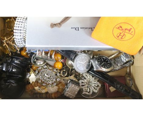 A quantity of silver and other jewellery including Christian Dior, watches, Georg Jensen etc.