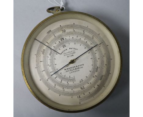 W.Watson. A brass aneroid barometer