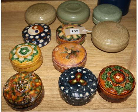Eleven Chinese ceramic boxes and covers