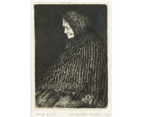 § Claughton Pellew (British 1890-1966)Portrait study of an elderly woman signed and dated 'Claughton Pellew.1928.' (lower rig