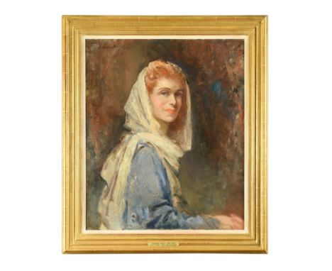 § Edward Seago RWS, RBA (British 1910-1974)Portrait of Mrs Betty Fletcher, nèe Astell signed 'Edward Seago' (upper left) oil 