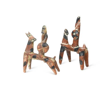 § John Maltby (British, 1936-2020), Knight &amp; Horse,slip decorated and incised stoneware model, with seal mark impressed t