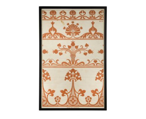 A pair of Arts &amp; Crafts framed decorator templates,each numbered and one signed in the print with the initials C.M.B., po